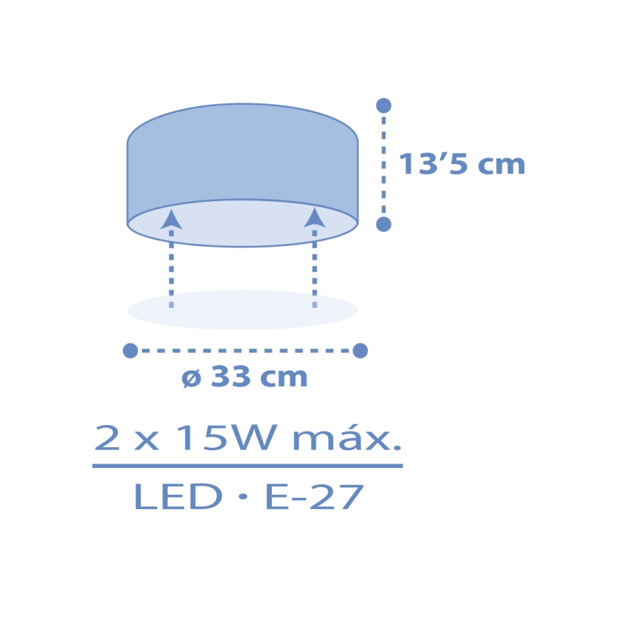 Dalber 42006T - Iluminação de teto para crianças COLOR LIGHT 2xE27/15W/230V azul