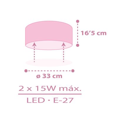 Dalber 42496 - Iluminação de teto para crianças FAIRY DREAMS 2xE27/15W/230V