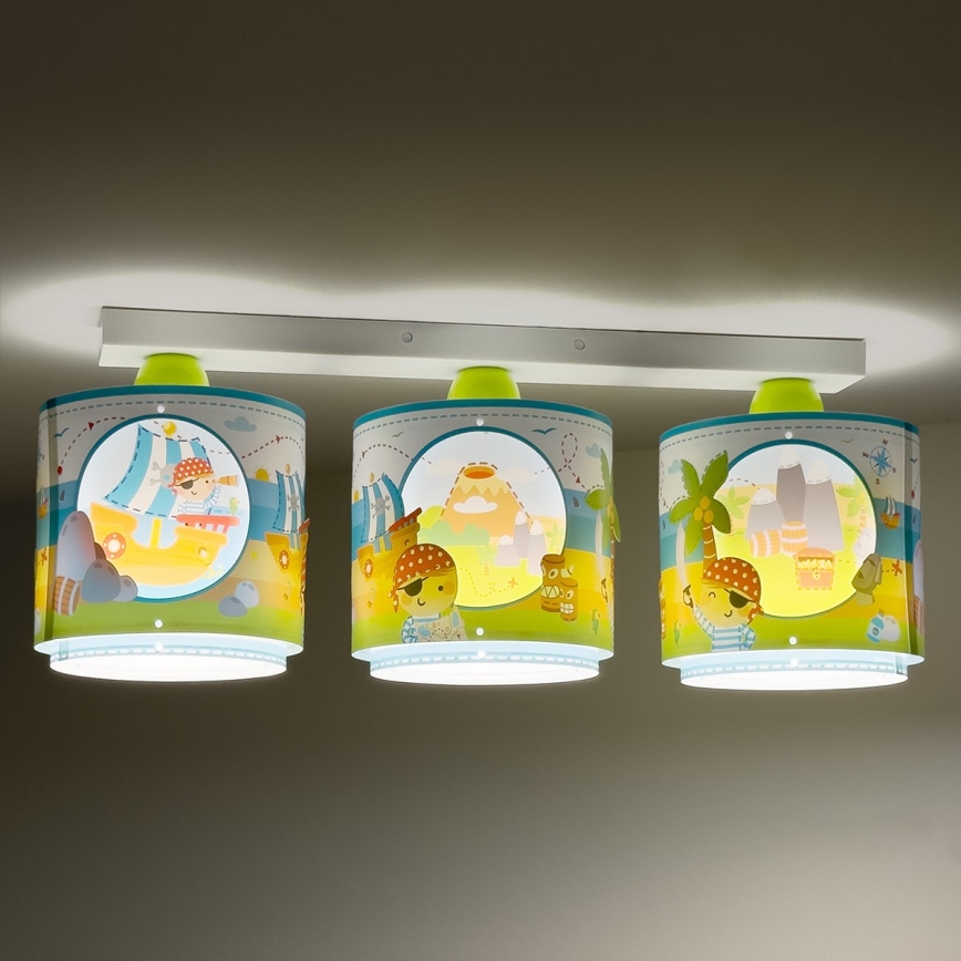 Dalber 60653 - Iluminação de teto para crianças PIRATA ISLAND 3xE27/15W/230V