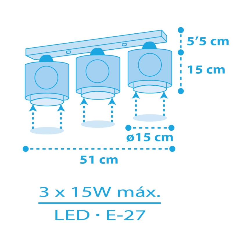 Dalber 60653 - Iluminação de teto para crianças PIRATA ISLAND 3xE27/15W/230V