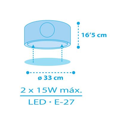 Dalber 60656 - Iluminação de teto para crianças PIRATA ISLAND 2xE27/15W/230V