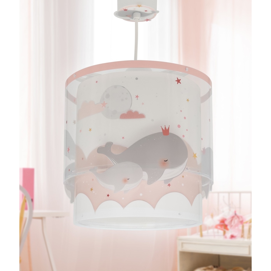 Dalber 61172S - Candelabro de criança WHALE DREAMS 1xE27/15W/230V rosa