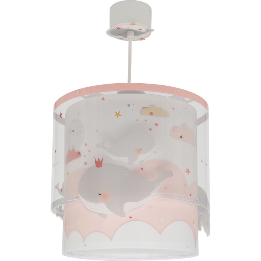 Dalber 61172S - Candelabro de criança WHALE DREAMS 1xE27/15W/230V rosa