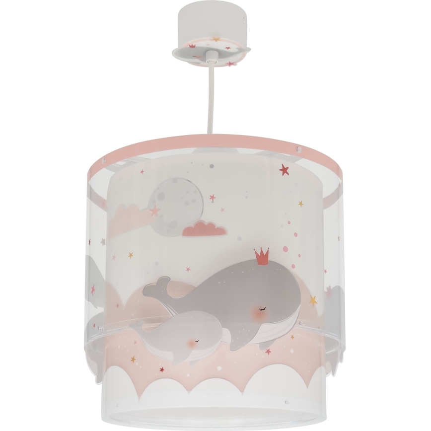 Dalber 61172S - Candelabro de criança WHALE DREAMS 1xE27/15W/230V rosa
