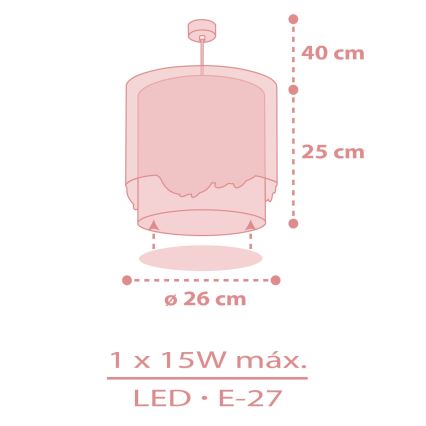 Dalber 61172S - Candelabro de criança WHALE DREAMS 1xE27/15W/230V rosa