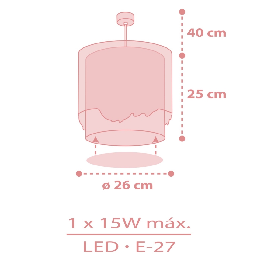 Dalber 61172S - Candelabro de criança WHALE DREAMS 1xE27/15W/230V rosa
