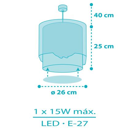 Dalber 61172T - Candelabro de criança WHALE DREAMS 1xE27/15W/230V azul