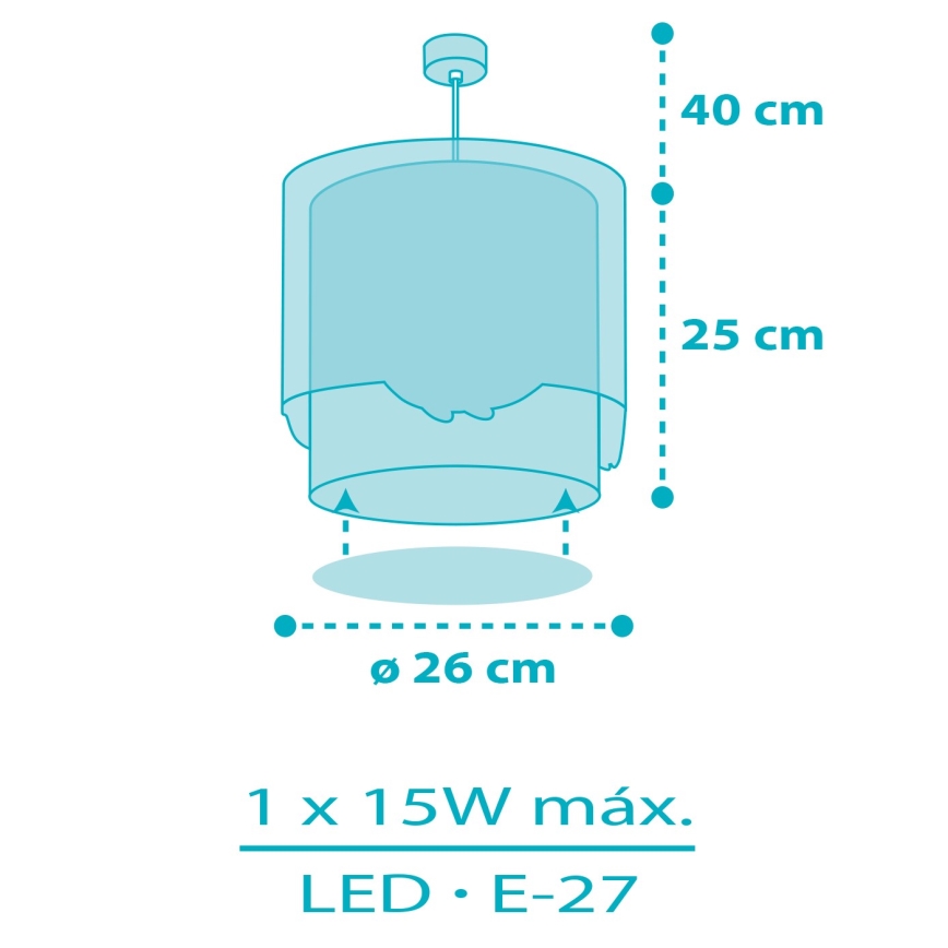 Dalber 61172T - Candelabro de criança WHALE DREAMS 1xE27/15W/230V azul