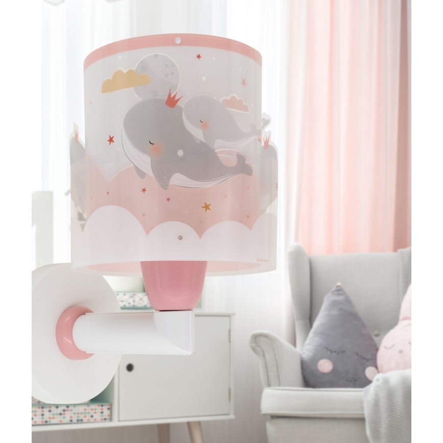 Dalber 61179S - Iluminação de parede de criança WHALE DREAMS 1xE27/15W/230V rosa