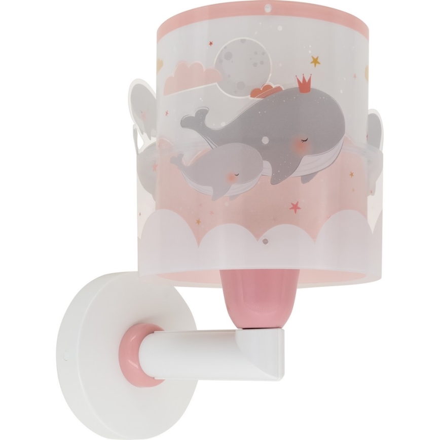 Dalber 61179S - Iluminação de parede de criança WHALE DREAMS 1xE27/15W/230V rosa