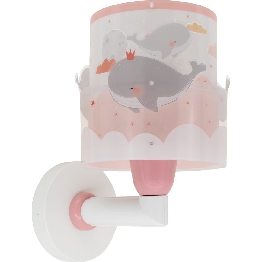 Dalber 61179S - Iluminação de parede de criança WHALE DREAMS 1xE27/15W/230V rosa