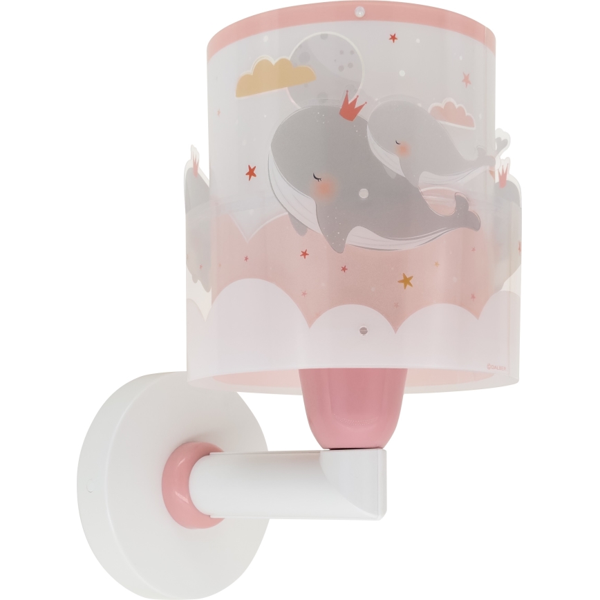 Dalber 61179S - Iluminação de parede de criança WHALE DREAMS 1xE27/15W/230V rosa