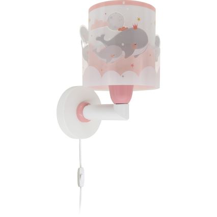 Dalber 61179S - Iluminação de parede de criança WHALE DREAMS 1xE27/15W/230V rosa