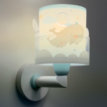 Dalber 61179T - Iluminação de parede de criança WHALE DREAMS 1xE27/15W/230V azul