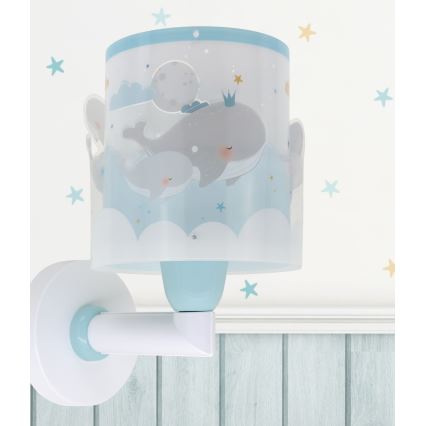Dalber 61179T - Iluminação de parede de criança WHALE DREAMS 1xE27/15W/230V azul