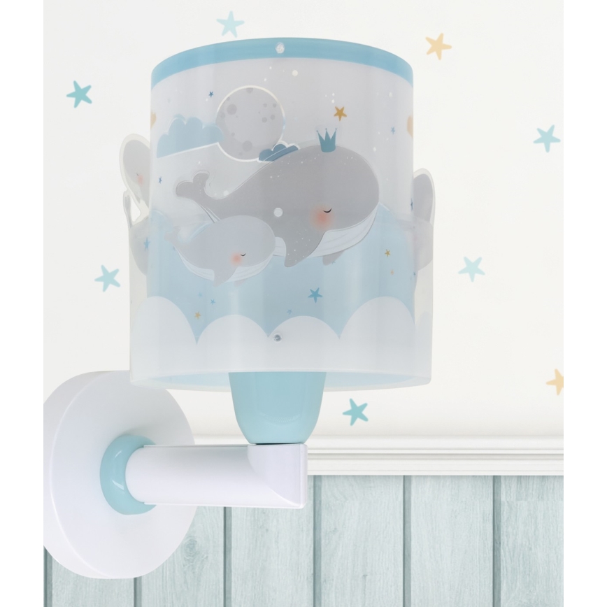 Dalber 61179T - Iluminação de parede de criança WHALE DREAMS 1xE27/15W/230V azul