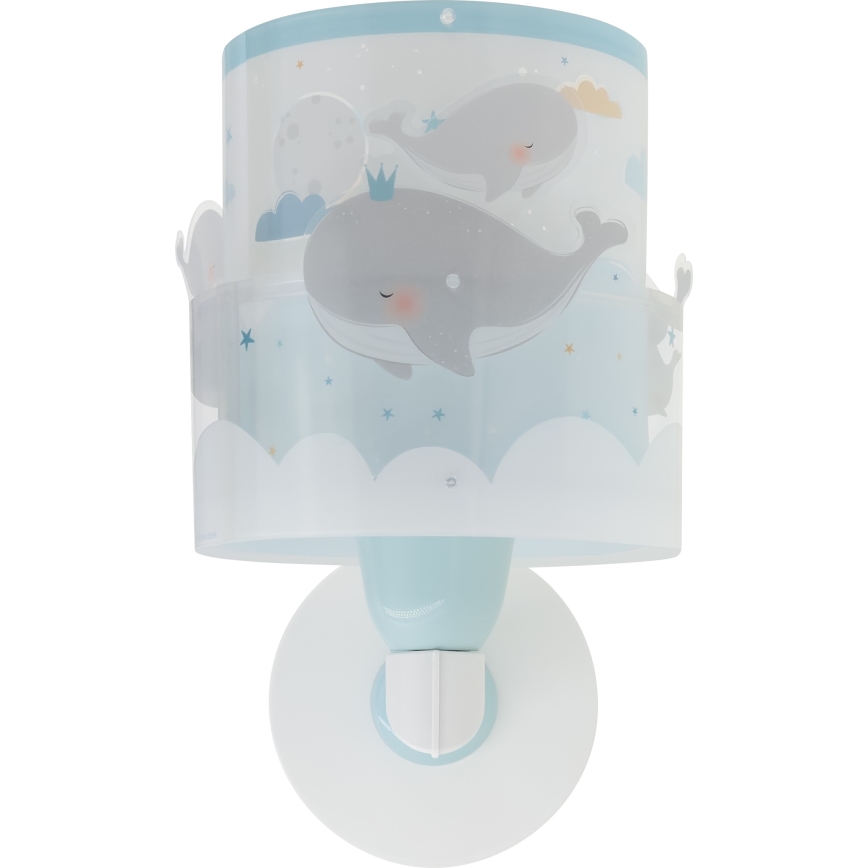Dalber 61179T - Iluminação de parede de criança WHALE DREAMS 1xE27/15W/230V azul