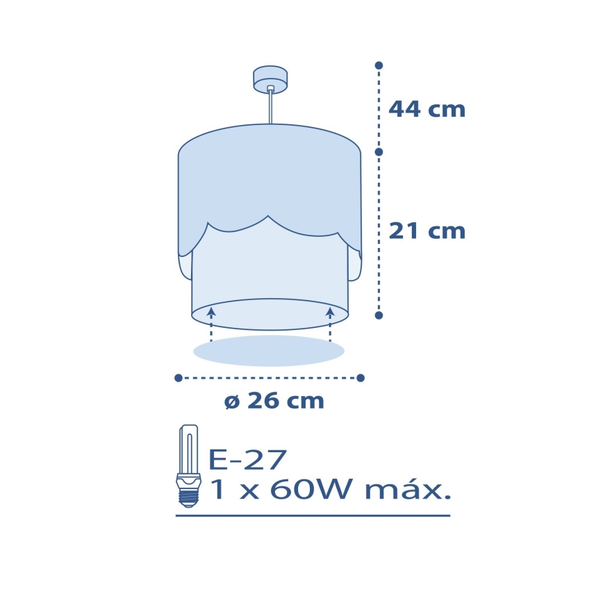 Dalber 61232T - Candelabro de criança MOON 1xE27/60W/230V