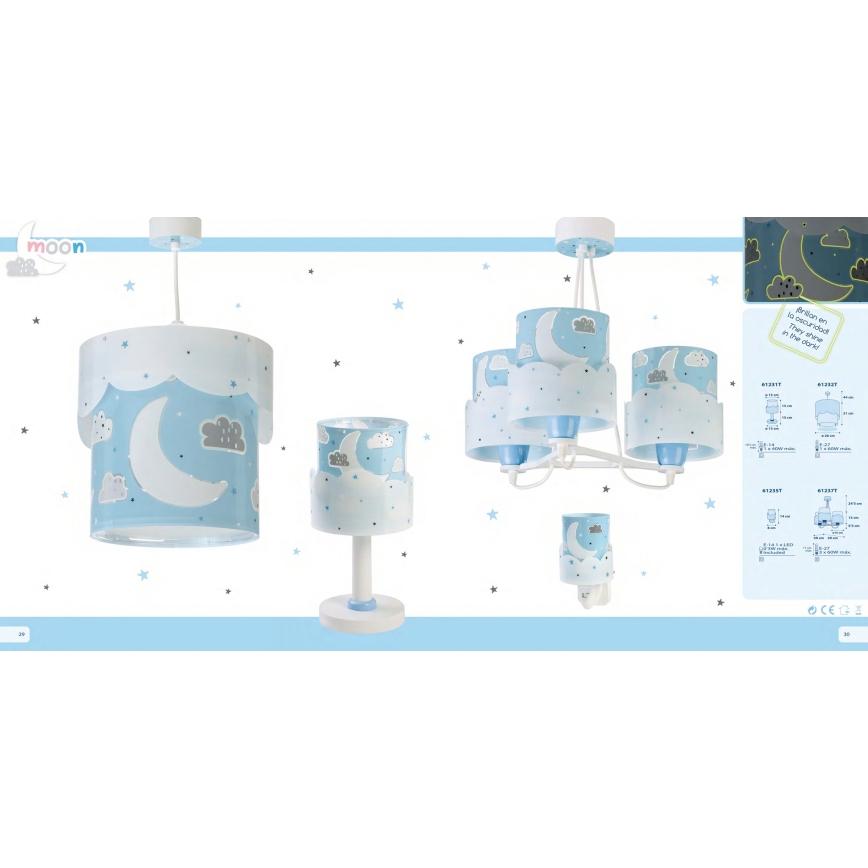Dalber 61232T - Candelabro de criança MOON 1xE27/60W/230V