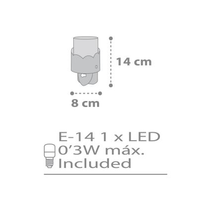 Dalber 61235E - Candeeiro pequeno LED para tomada MOON 1xE14/0,3W/230V