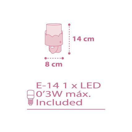 Dalber 61235S - Candeeiro LED pequeno para ficha MOON 1xE14/0,3W/230V