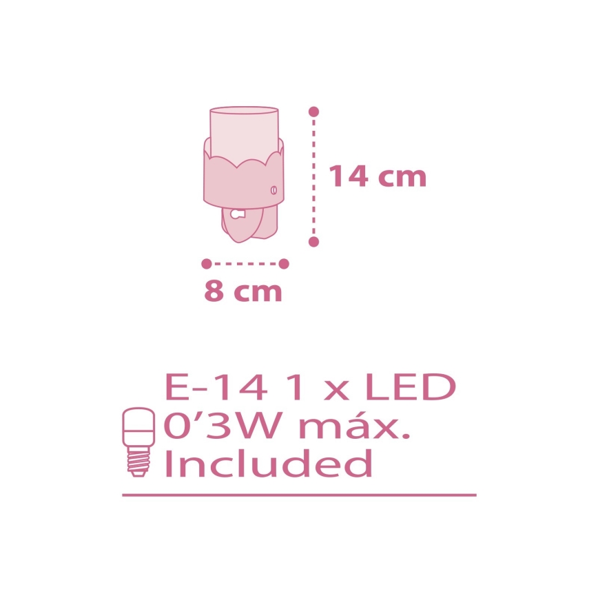 Dalber 61235S - Candeeiro LED pequeno para ficha MOON 1xE14/0,3W/230V