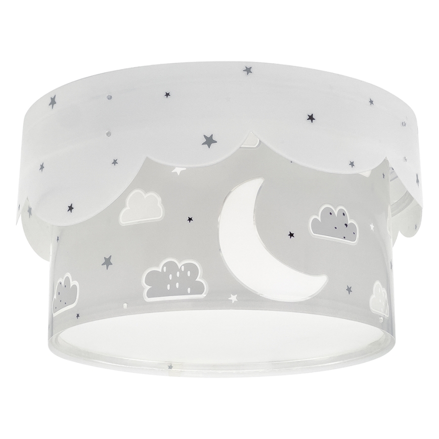Dalber 61236E - Iluminação de teto de criança MOON 2xE27/60W/230V cinzento