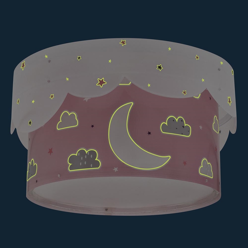 Dalber 61236S - Iluminação de teto de criança MOON 2xE27/60W/230V rosa
