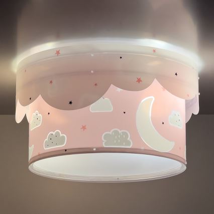 Dalber 61236S - Iluminação de teto de criança MOON 2xE27/60W/230V rosa
