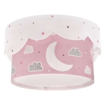 Dalber 61236S - Iluminação de teto de criança MOON 2xE27/60W/230V rosa