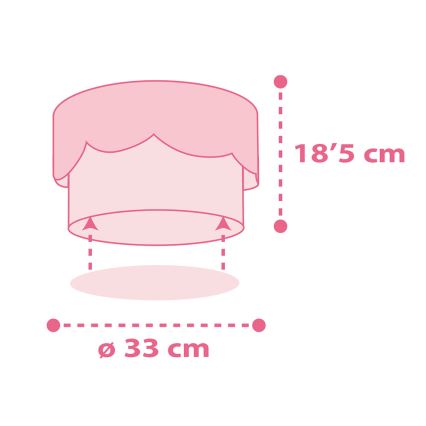Dalber 61236S - Iluminação de teto de criança MOON 2xE27/60W/230V rosa