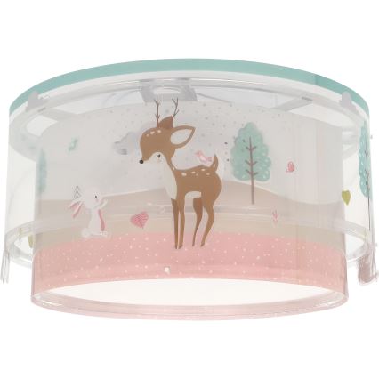 Dalber 61276 - Iluminação de teto de criança LOVING DEER 2xE27/15W/230V