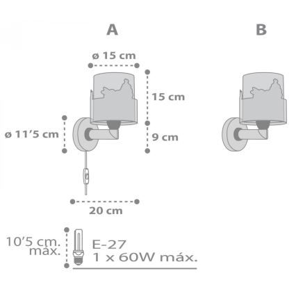 Dalber 61279 - Iluminação de parede de criança LOVING DEER 1xE27/60W/230V