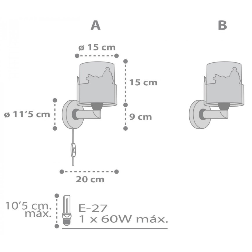 Dalber 61279 - Iluminação de parede de criança LOVING DEER 1xE27/60W/230V