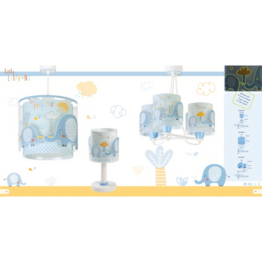 Dalber 61332T - Candelabro de criança LITTLE ELEFANTE 1xE27/60W/230V