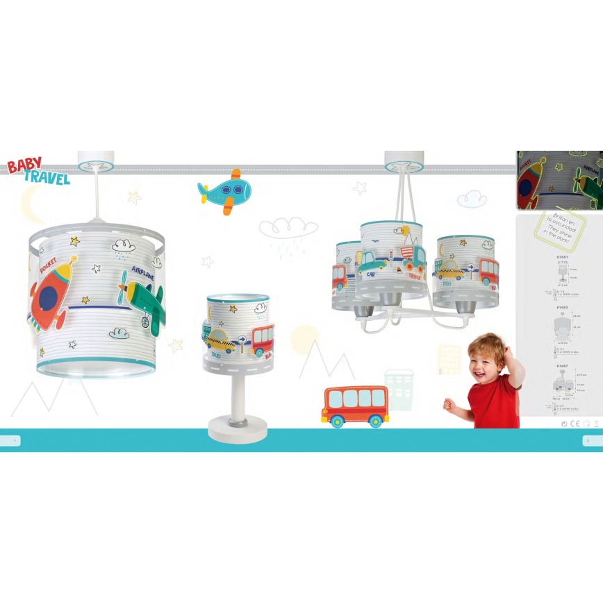 Dalber 61687 - Candelabro de criança BABY TRAVEL 3xE27/60W/230V