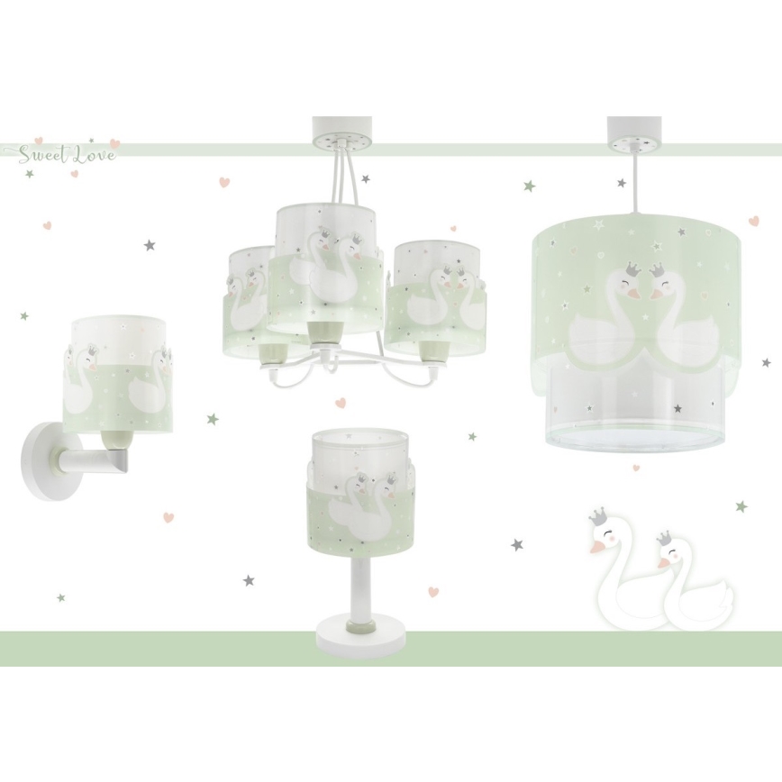 Dalber 61712H - Candelabro de criança SWEET LOVE 1xE27/60W/230V verde