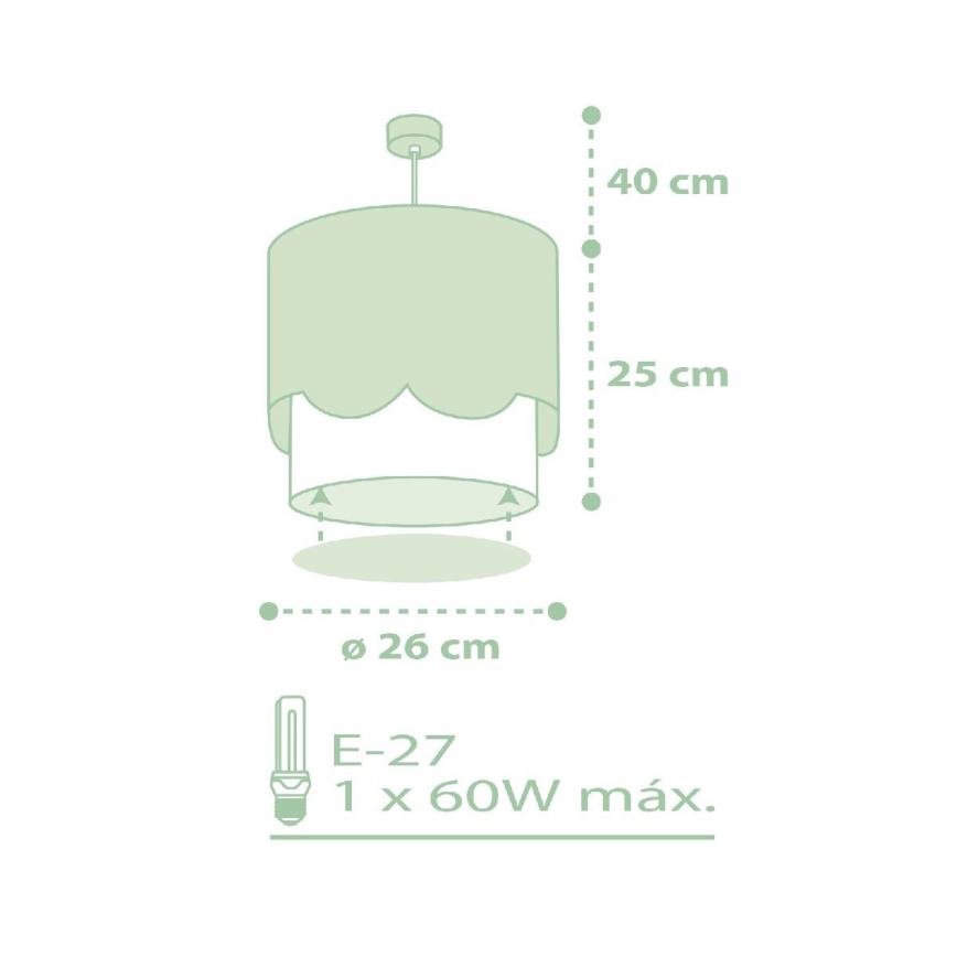 Dalber 61712H - Candelabro de criança SWEET LOVE 1xE27/60W/230V verde
