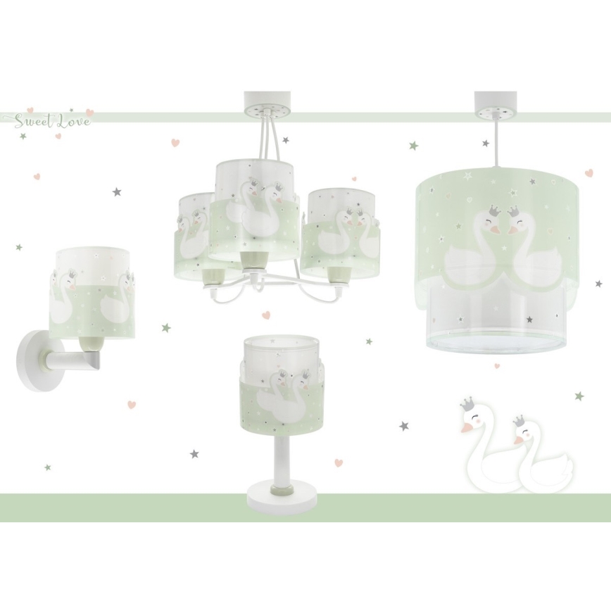 Dalber 61717H - Candelabro de criança SWEET LOVE 3xE27/60W/230V verde