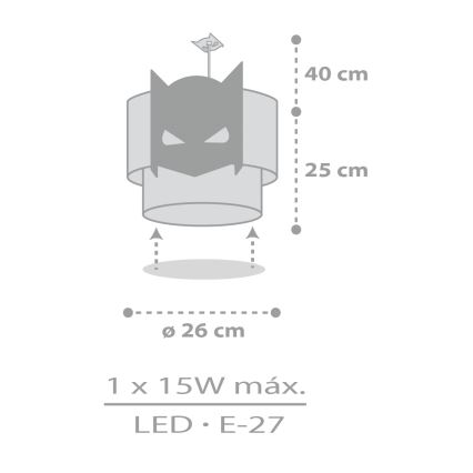 Dalber 61802 - Candeeiro de criança DARK HERO 1xE27/15W/230V