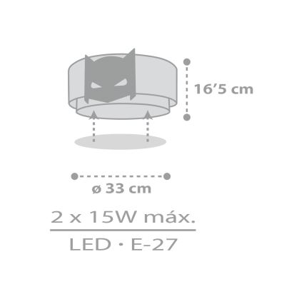 Dalber 61806 - Iluminação de teto para crianças DARK HERO 2xE27/15W/230V