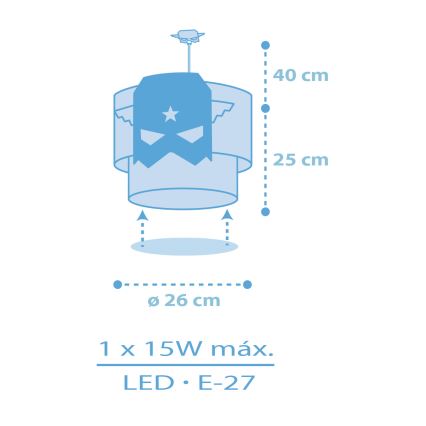 Dalber 61812 - Candeeiro de criança AZUL HERO 1xE27/15W/230V