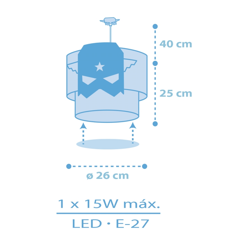 Dalber 61812 - Candeeiro de criança AZUL HERO 1xE27/15W/230V