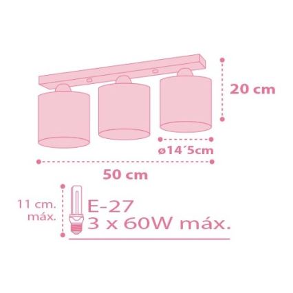 Dalber 62003S - Iluminação de teto de criança COLORS 3xE27/60W/230V