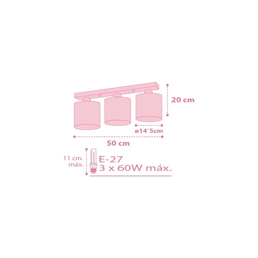 Dalber 62003S - Iluminação de teto de criança COLORS 3xE27/60W/230V