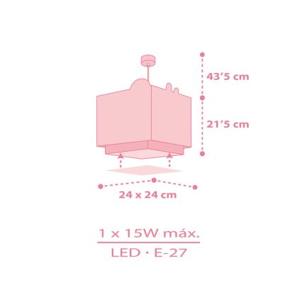 Dalber 63112S - Candelabro de criança JUNGLE 1xE27/15W/230V rosa