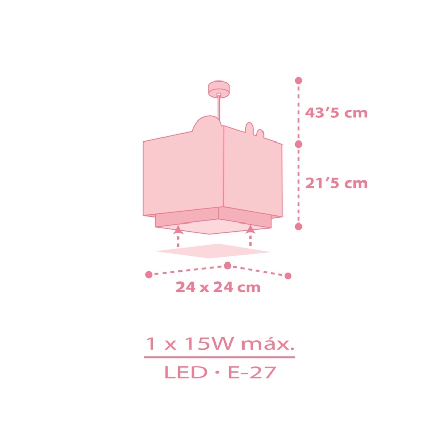 Dalber 63112S - Candelabro de criança JUNGLE 1xE27/15W/230V rosa