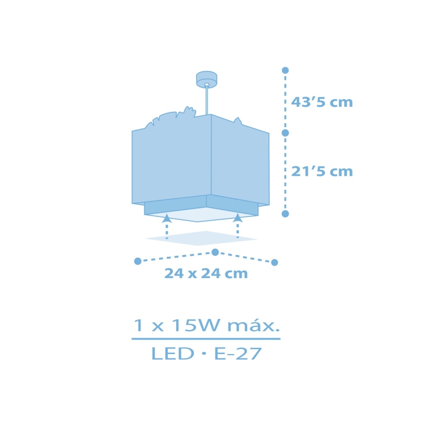 Dalber 63112T - Candelabro de criança JUNGLE 1xE27/15W/230V azul