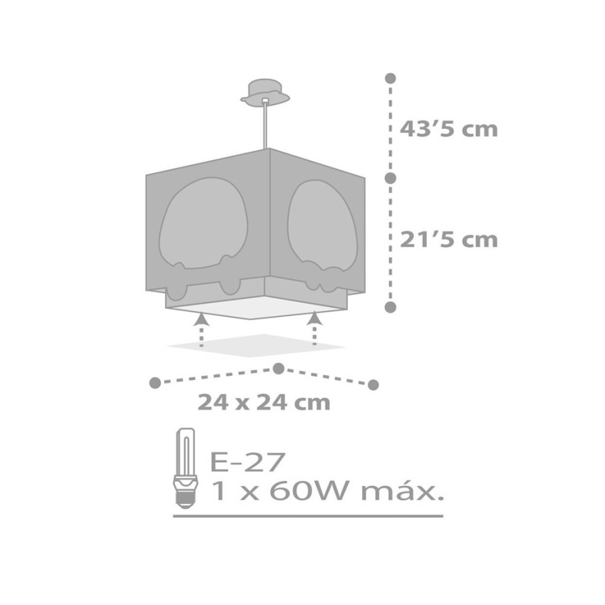 Dalber 63162T - Candelabro de criança PANDA 1xE27/60W/230V azul