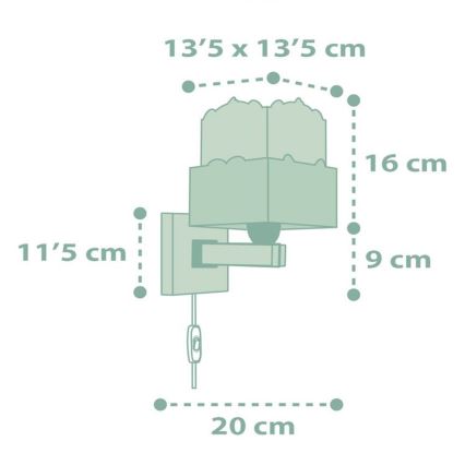 Dalber 63169H - Iluminação de parede de criança PANDA 1xE27/60W/230V verde